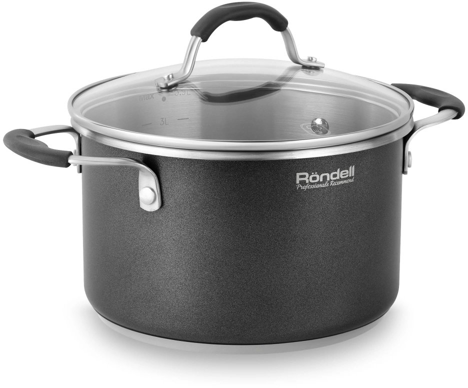 Кастрюля Rondell Stern RDS-010 3.9л. d=20см (с крышкой) т.серый — миниатюра 5