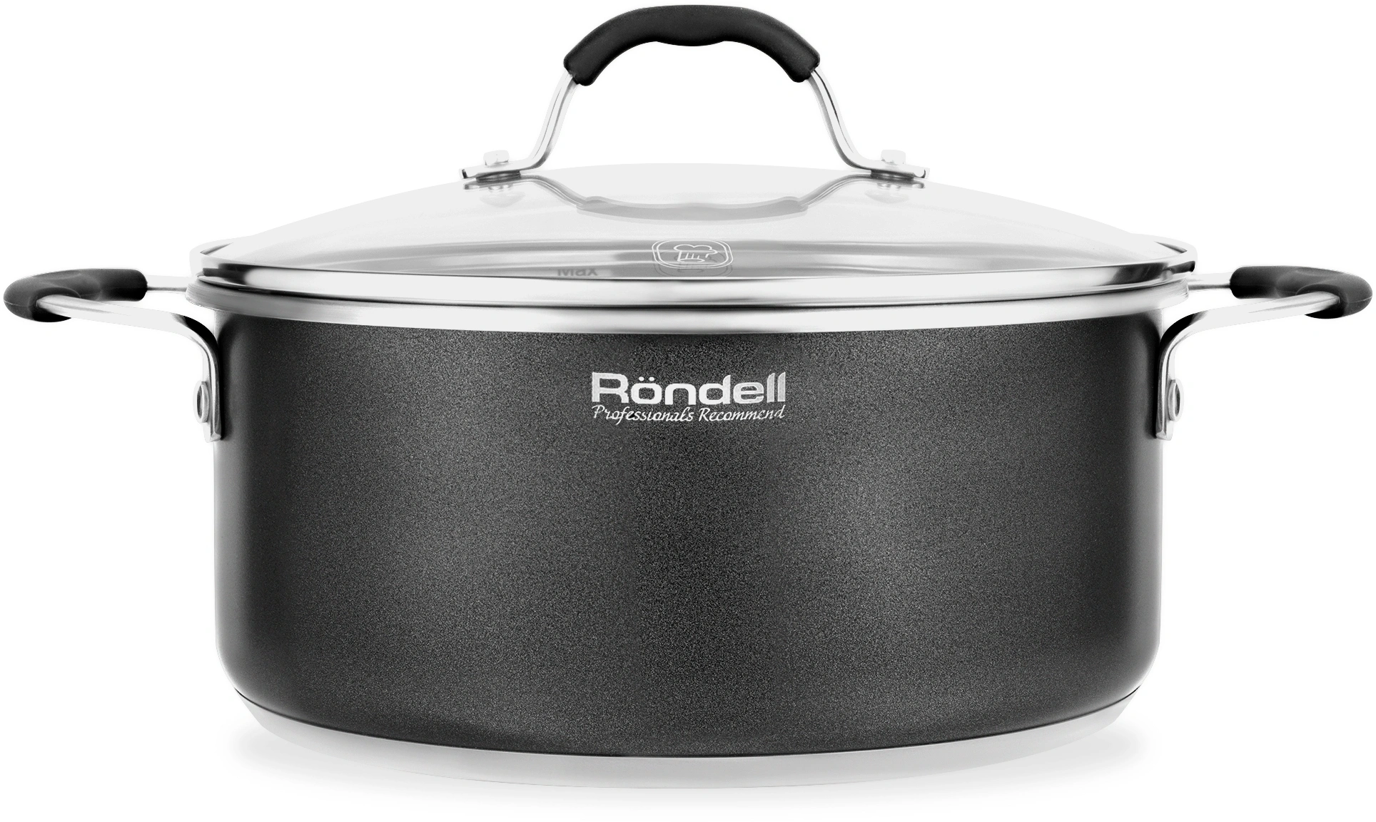 Кастрюля Rondell Stern RDS-019 4.7л. d=24см (с крышкой) т.серый — фото 1
