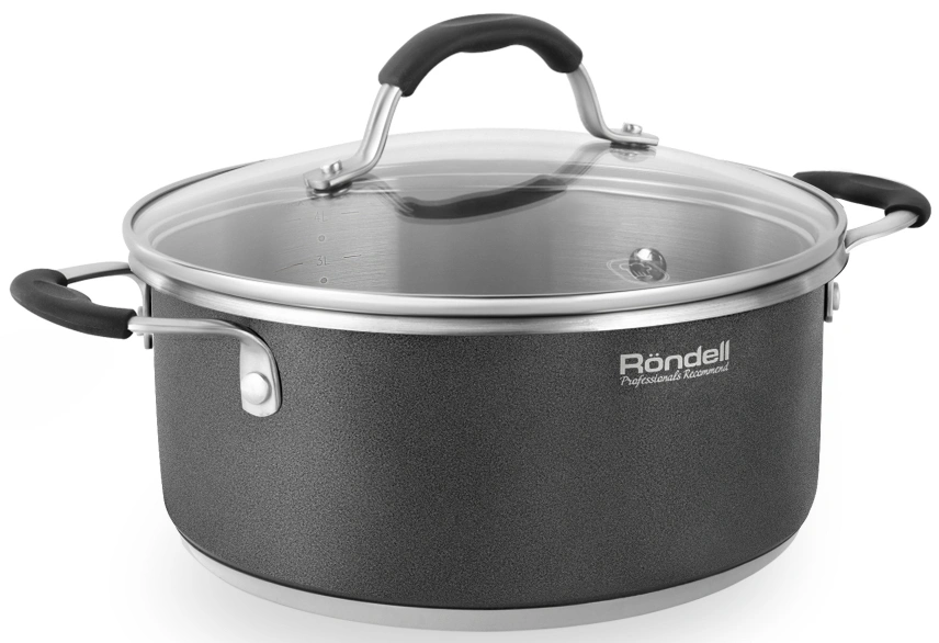 Кастрюля Rondell Stern RDS-019 4.7л. d=24см (с крышкой) т.серый — миниатюра 3
