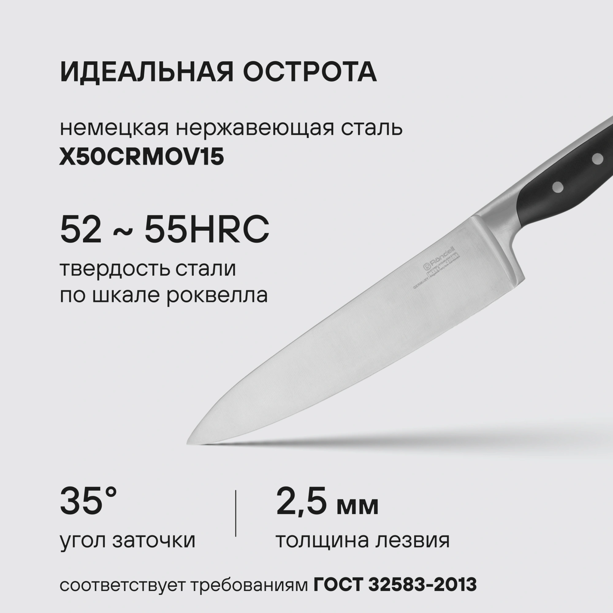 Набор ножей кухон. Rondell Espada RD-324 компл.:6предм. магн.держ. черный подар.коробка — миниатюра 11