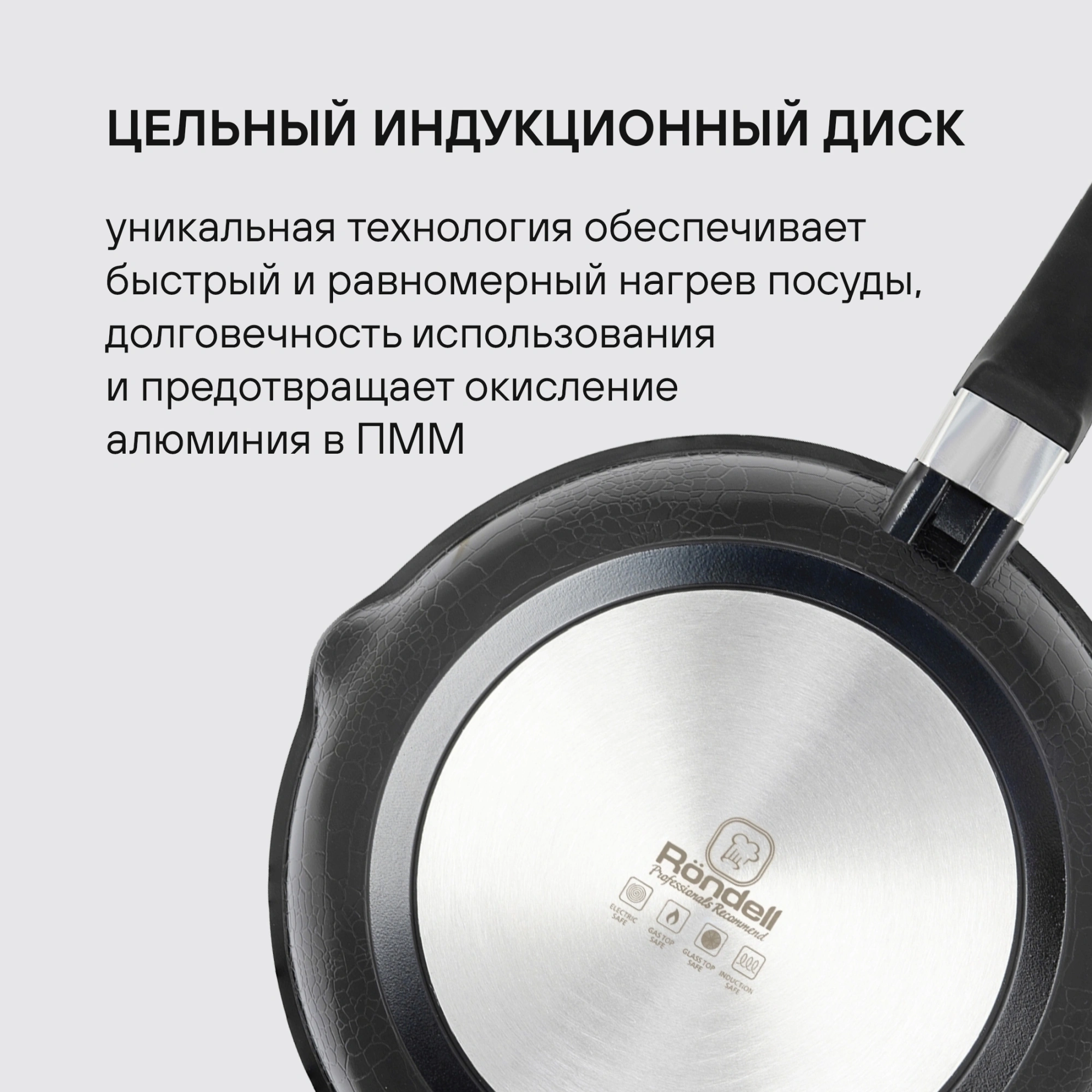 Сковорода Rondell Escurion RDA-867 круглая 24см покрытие: Xylan Plus ручка съемная (без крышки) черный — миниатюра 13