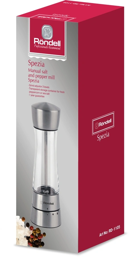 Мельница мех. Rondell Spezia RD-1105 для перца/соли стальной — миниатюра 3