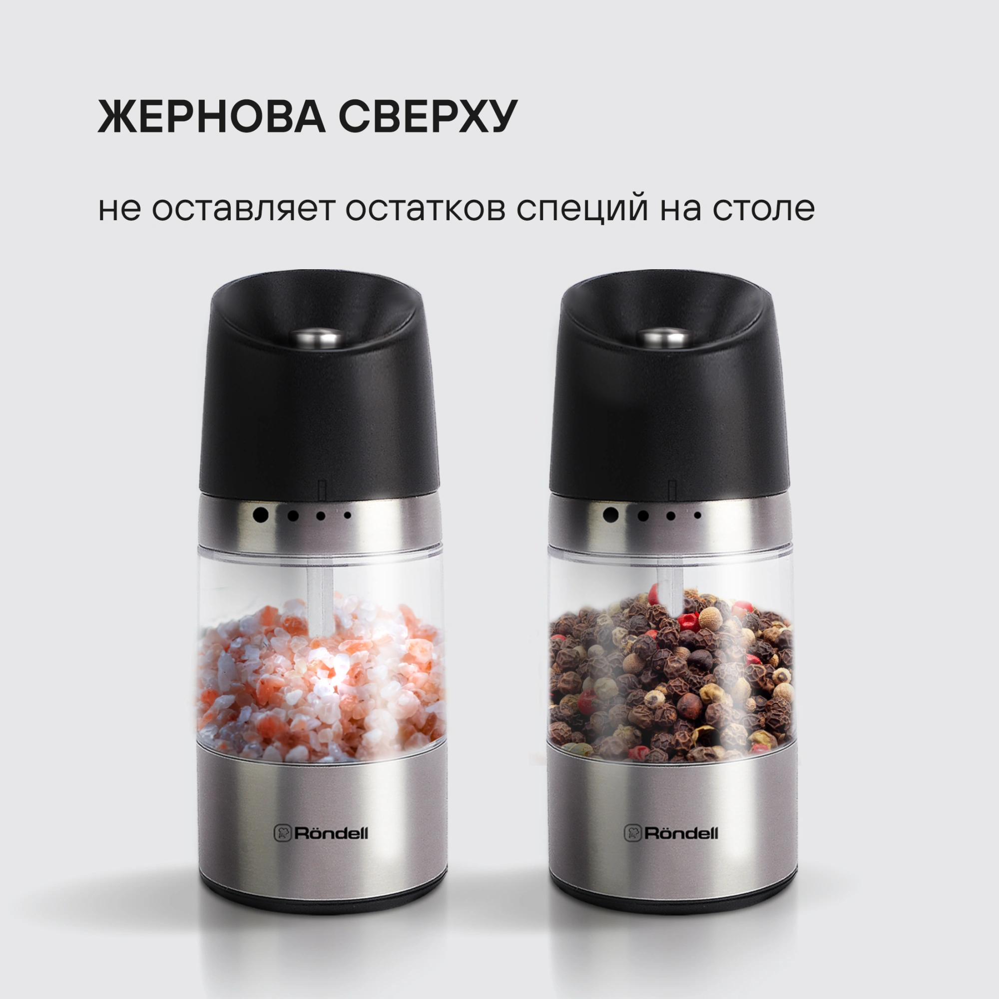 Мельница мех. Rondell Piquant RD-1106 для перца/соли стальной/черный — миниатюра 4