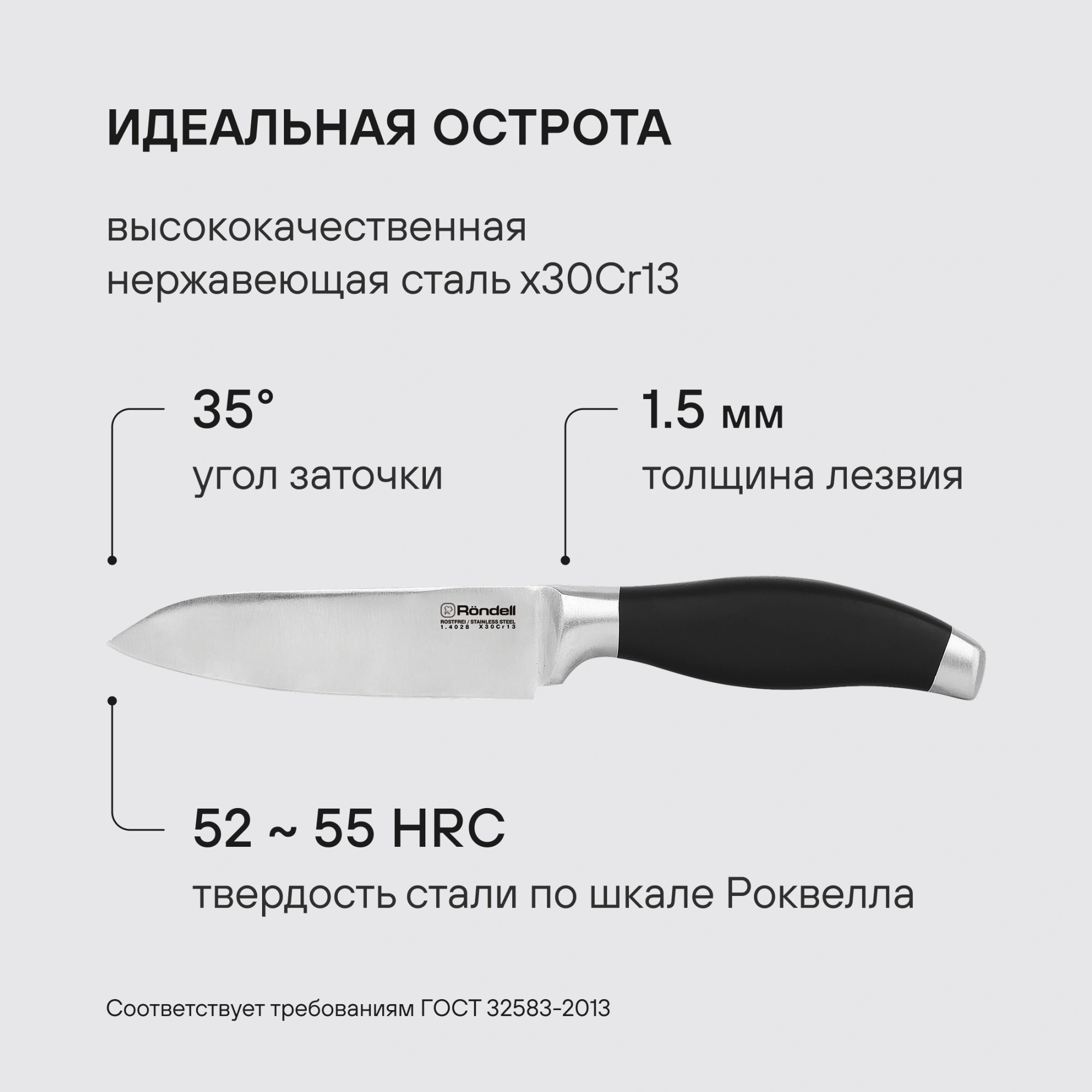 Набор ножей кухон. Rondell Dart RD-1358 компл.:5предм. подставка/ножницы черный/красный/серый подар.коробка — миниатюра 8