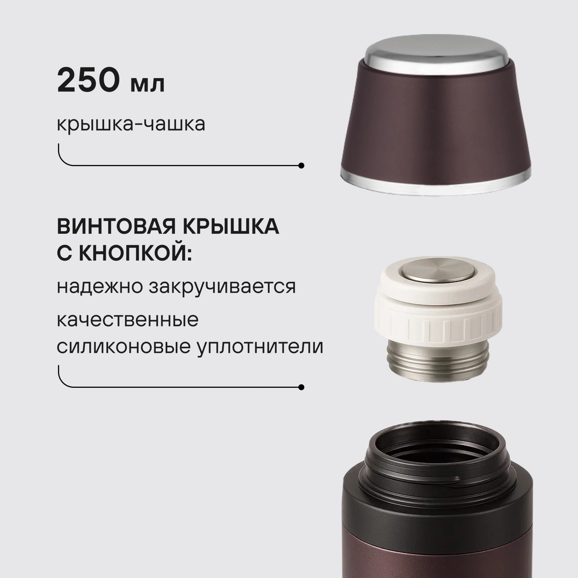 Термос для напитков Rondell Tierno RDS-1657 1.5л. бордовый картонная коробка — миниатюра 11