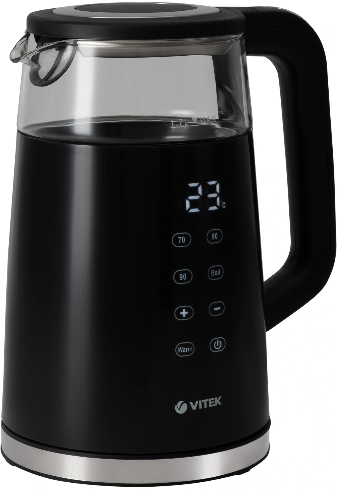Чайник электрический Vitek VT-8827 1.7л. 2200Вт черный корпус: стекло/металл