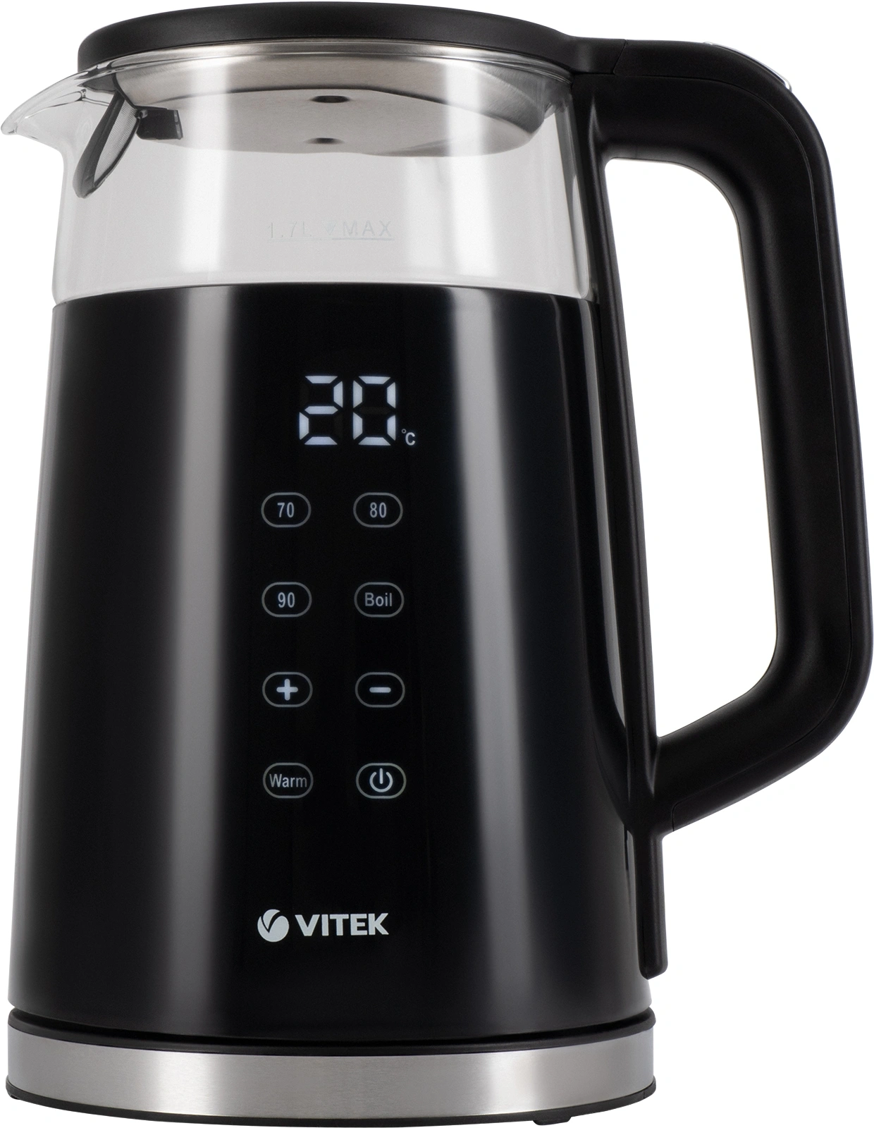 Чайник электрический Vitek VT-8827 1.7л. 2200Вт черный корпус: стекло/металл — миниатюра 4