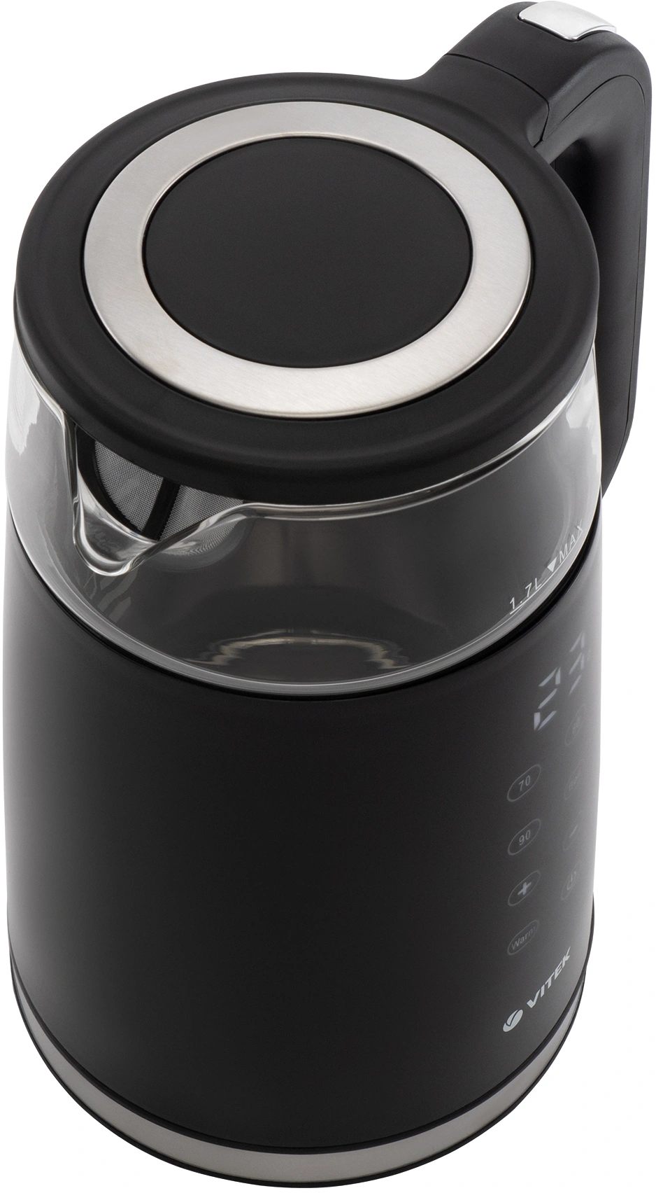 Чайник электрический Vitek VT-8827 1.7л. 2200Вт черный корпус: стекло/металл — миниатюра 6