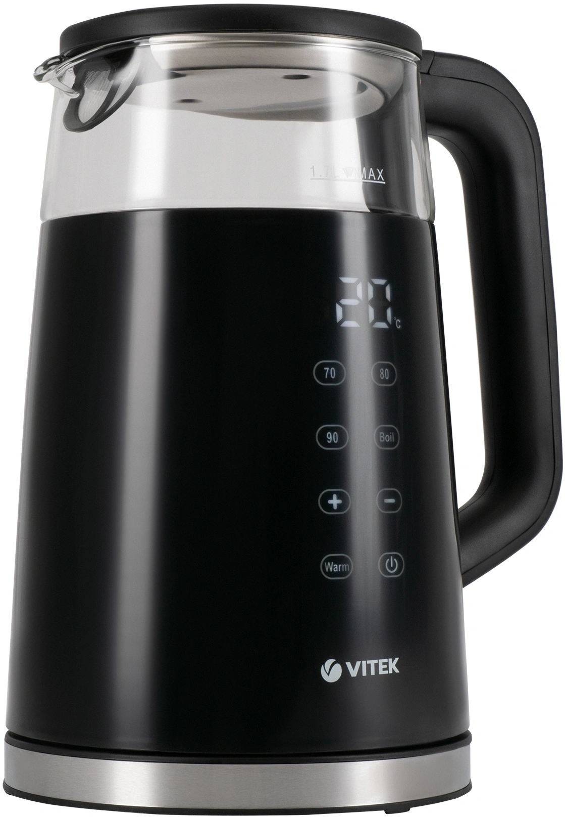 Чайник электрический Vitek VT-8827 1.7л. 2200Вт черный корпус: стекло/металл — миниатюра 9
