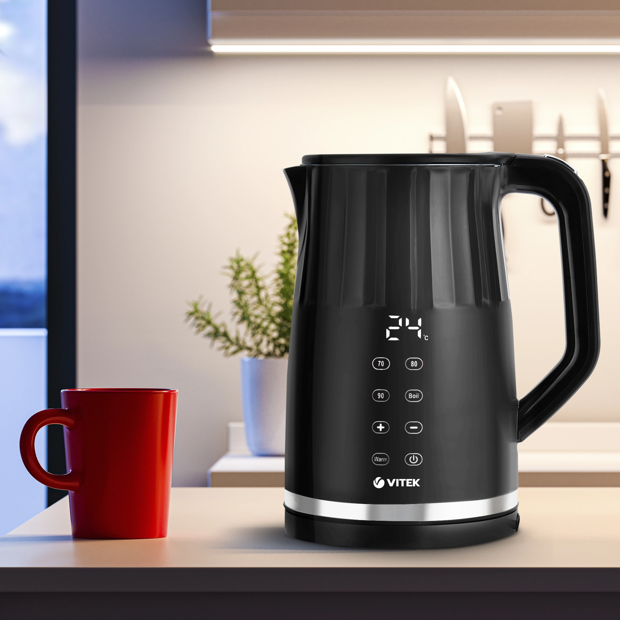Чайник электрический Vitek Starlight VT-8829 1.7л. 2200Вт черный корпус: металл/пластик — миниатюра 7