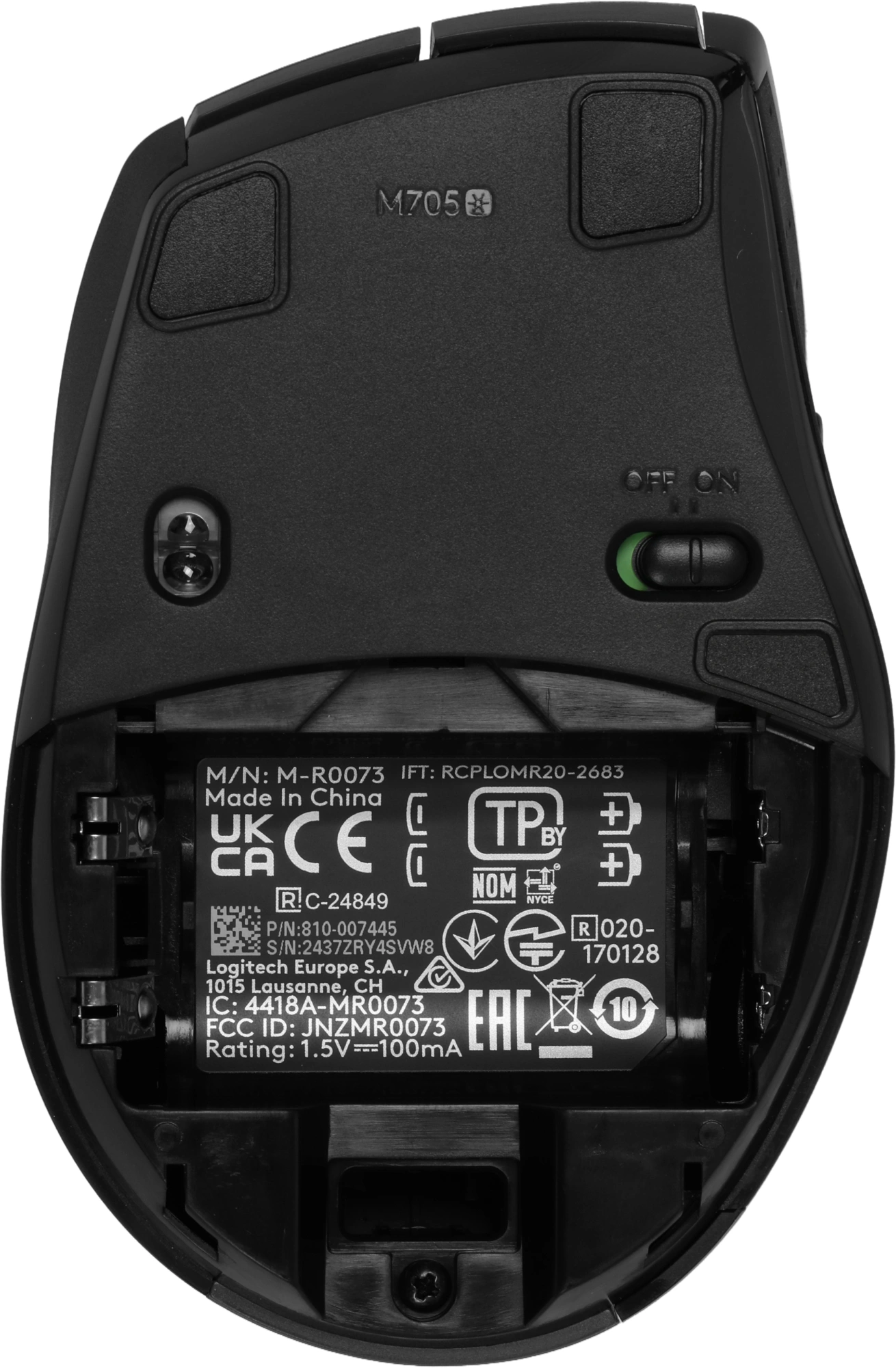 Мышь Logitech M705 серый оптическая 1000dpi беспров. USB для ноутбука 5but (910-001963) — миниатюра 11