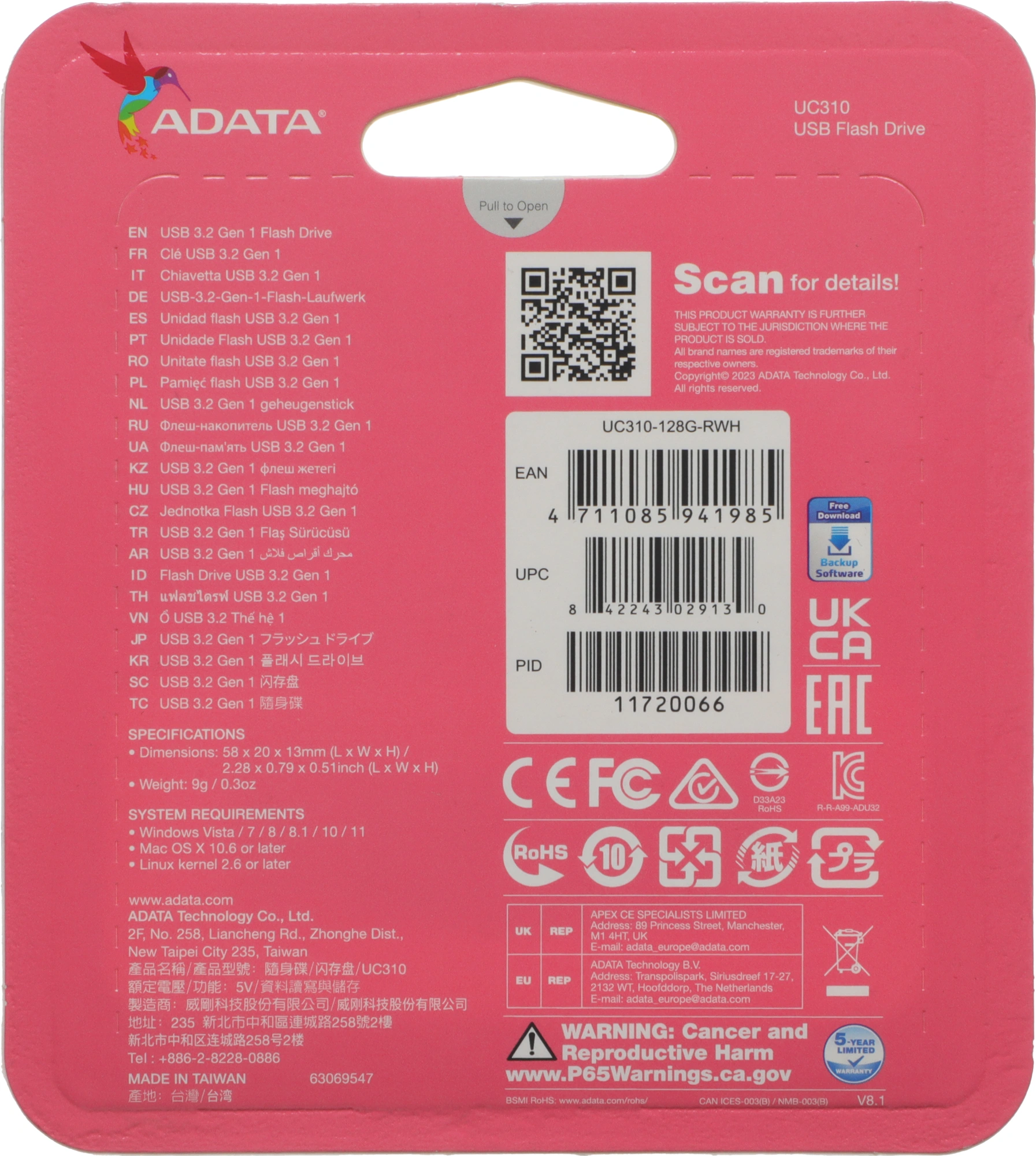 Флеш Диск A-Data 128GB UC310 UC310-128G-RWH USB3.2 белый — миниатюра 5