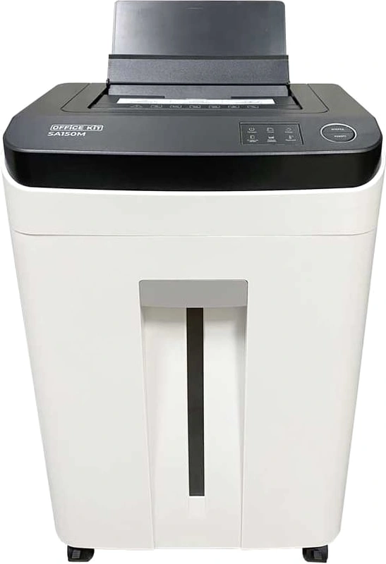 Шредер Office Kit SA150M (1,9х15) белый/черный с автоподачей (секр.P-5) фрагменты 8лист. 22лтр. скобы — миниатюра 10