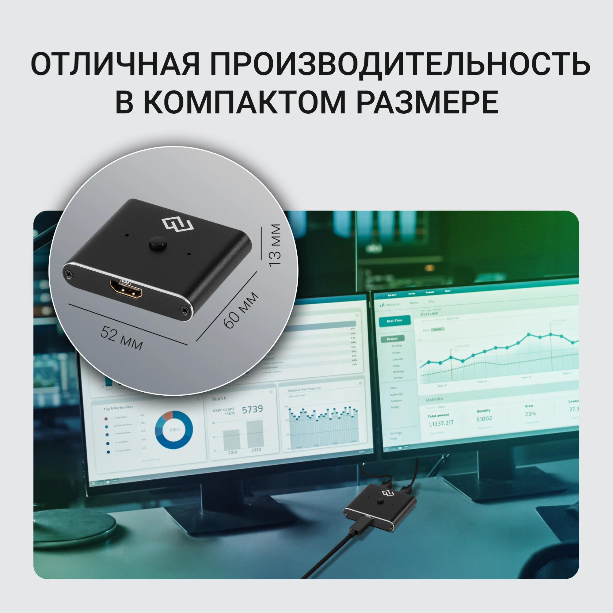 Переключатель аудио-видео Digma HDMI (f)/HDMI (f)/HDMI (f) черный (D-HSW-V2.0X2) — миниатюра 18