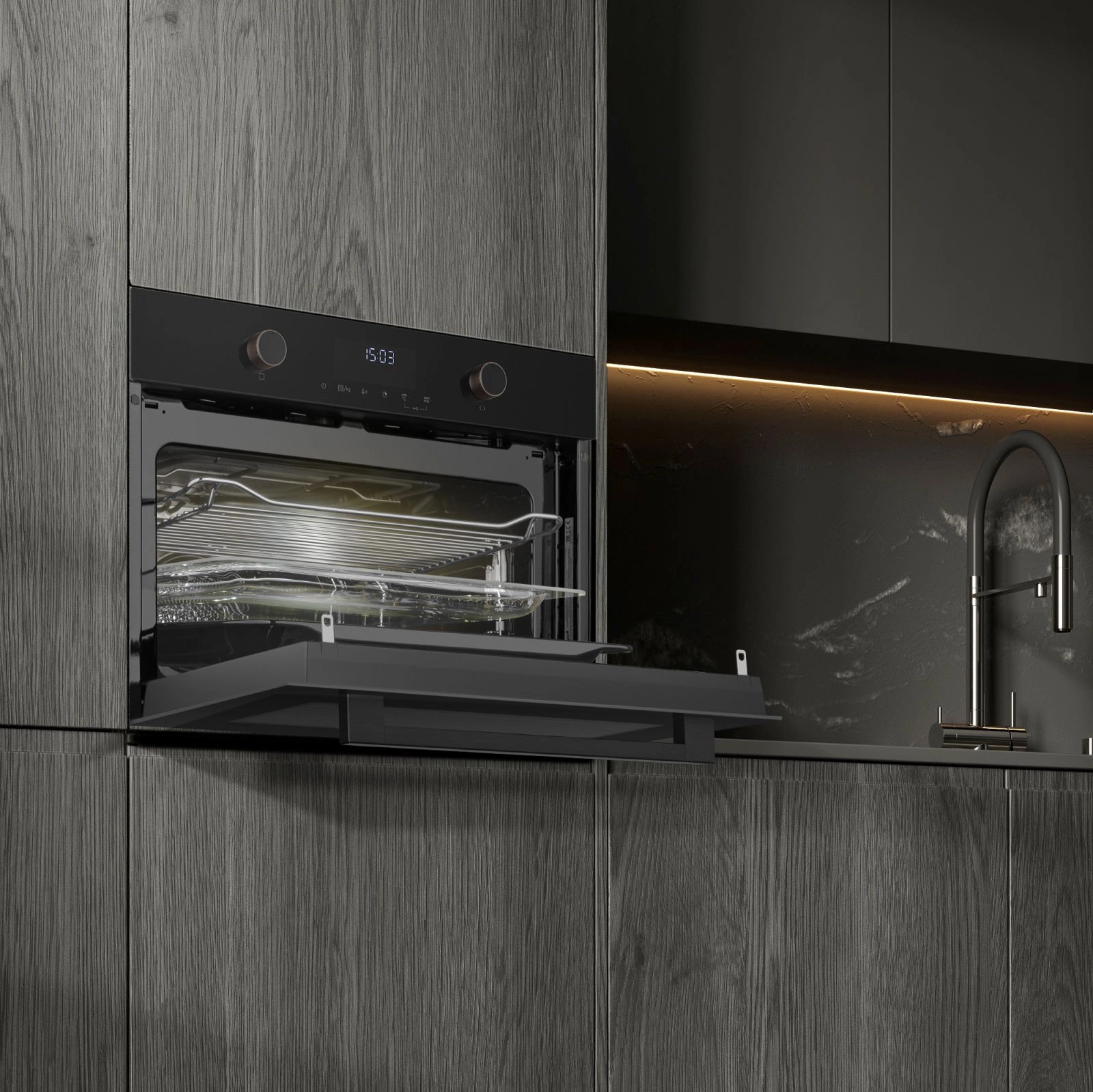 Духовой шкаф Электрический Weissgauff OE 4551 DB Black Edition черный — миниатюра 14