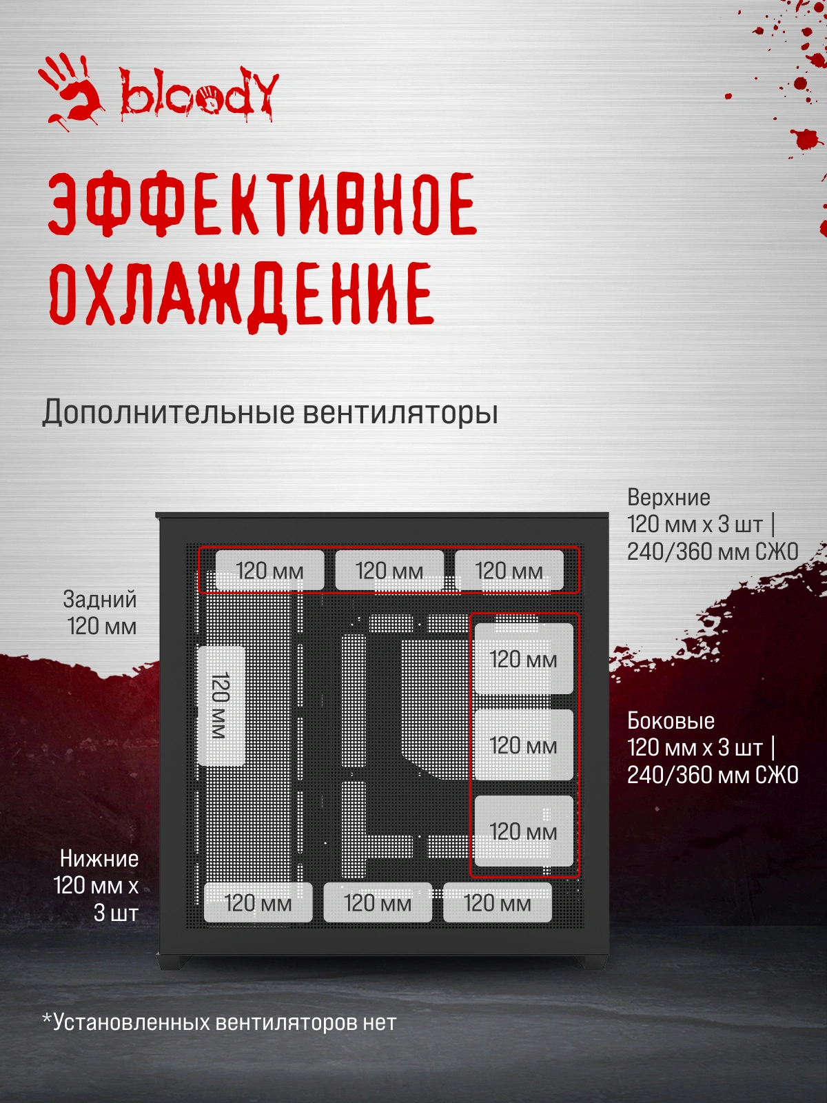 Корпус Bloody BD-CC109 черный без БП ATX 10x120mm 2xUSB3.0 audio — миниатюра 18