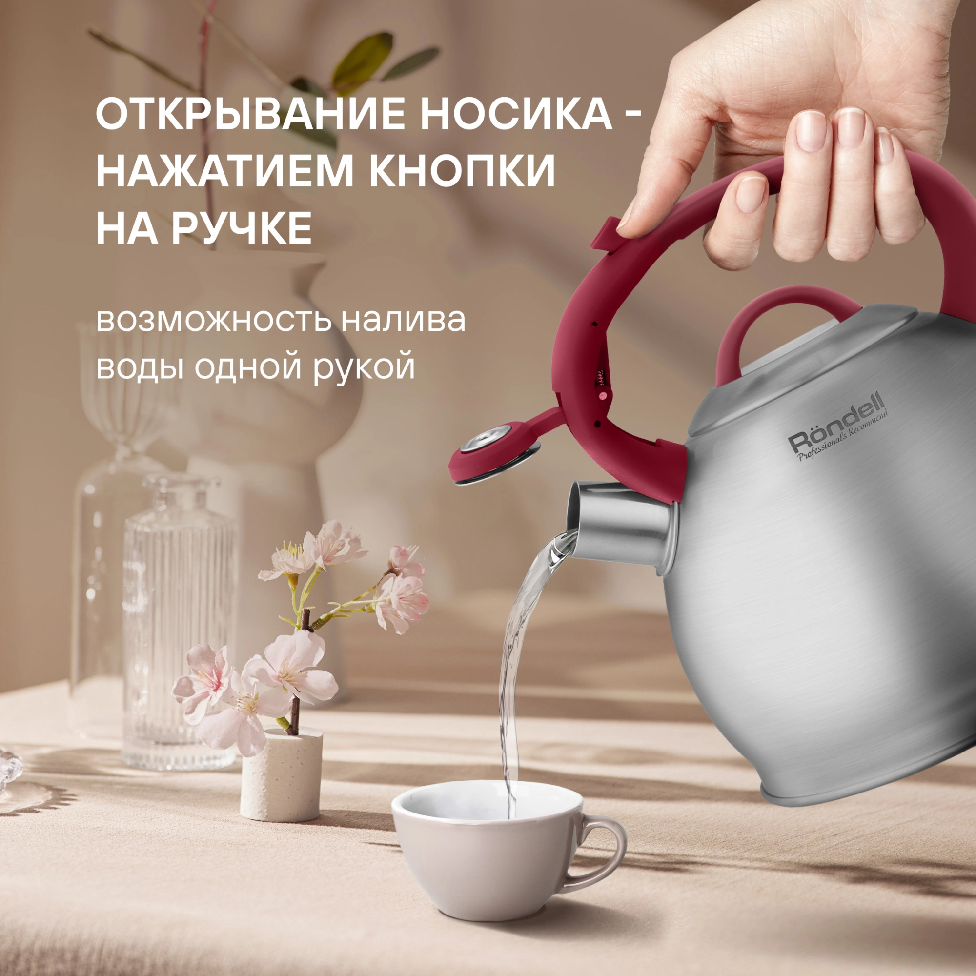 Чайник металлический Rondell Eletto RDS-1825 3л. стальной — миниатюра 7