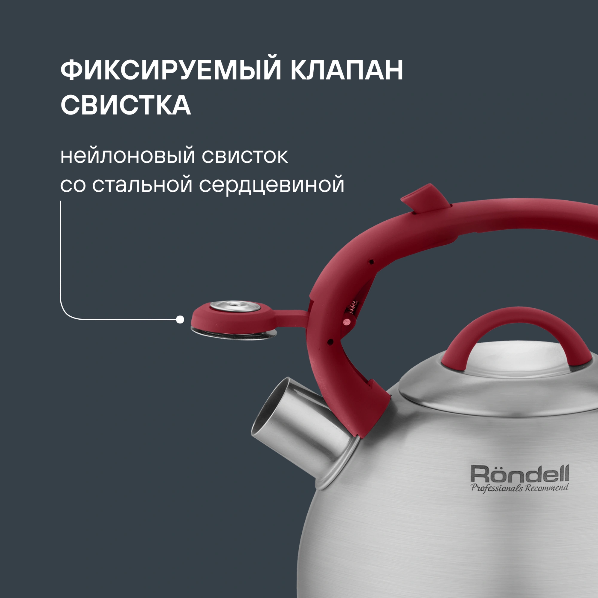 Чайник металлический Rondell Eletto RDS-1825 3л. стальной — миниатюра 8