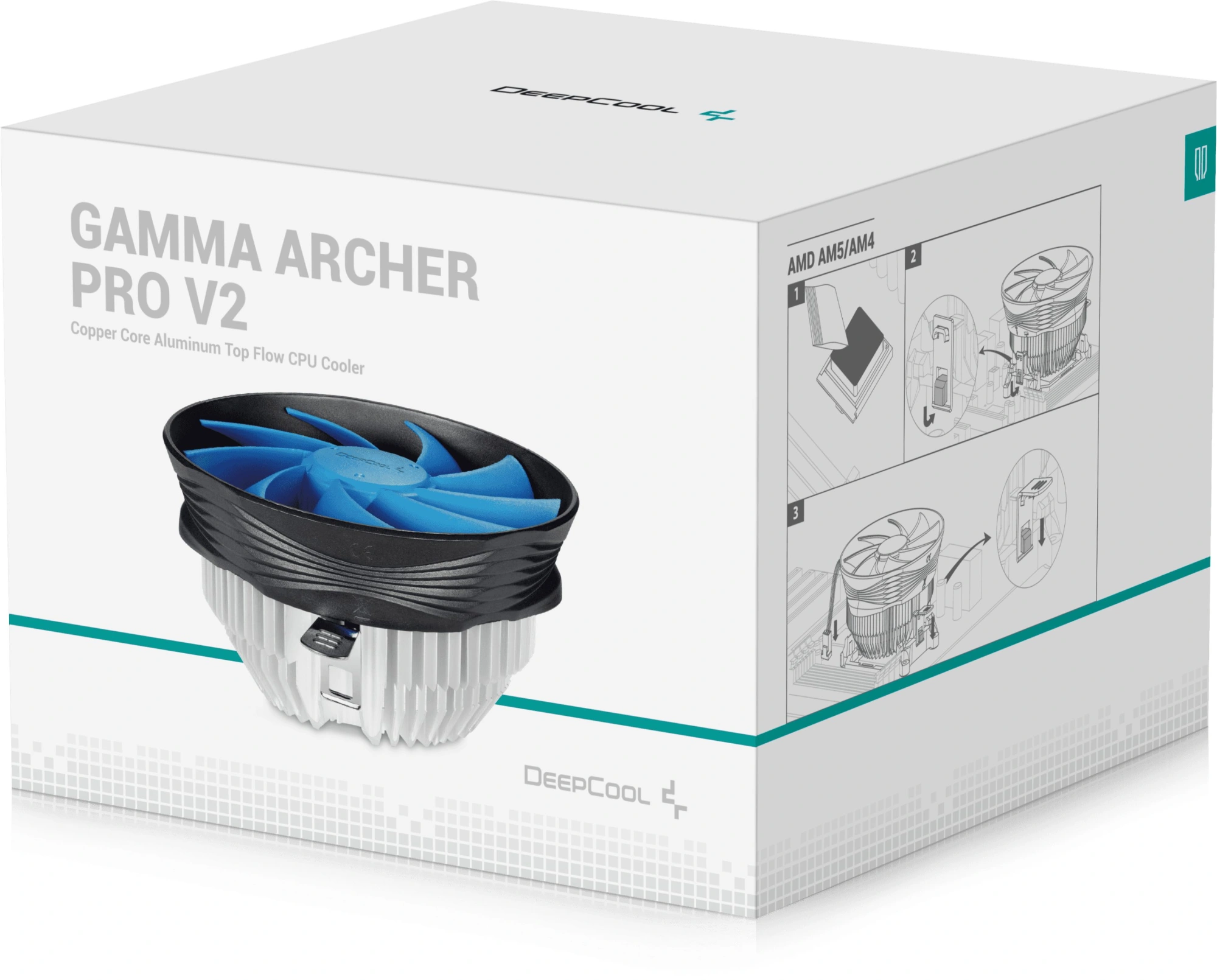 Устройство охлаждения(кулер) Deepcool Gamma Archer Pro V2 Soc-AM5/AM4/1200/1700/1851 черный/синий 4-pin 17.8-21dB Al+Cu 110W 315gr Ret (G-U-ARCHER-ARNNNN-G-2) — миниатюра 6