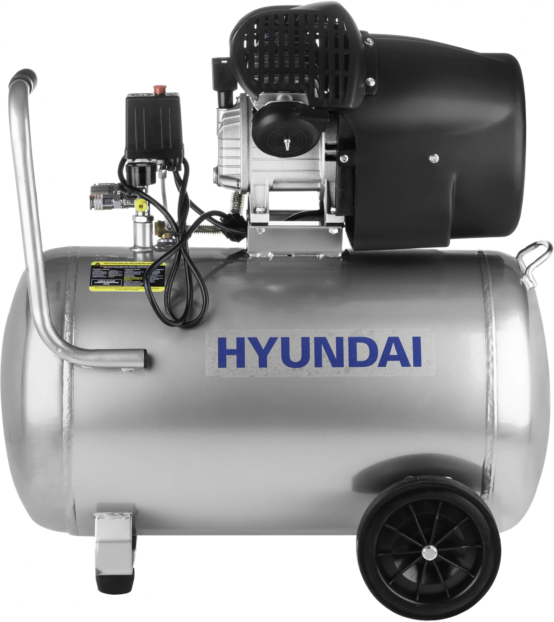 Компрессор поршневой Hyundai HYC 402100LMS масляный 400л/мин 100л 2200Вт серебристый/черный — миниатюра 2