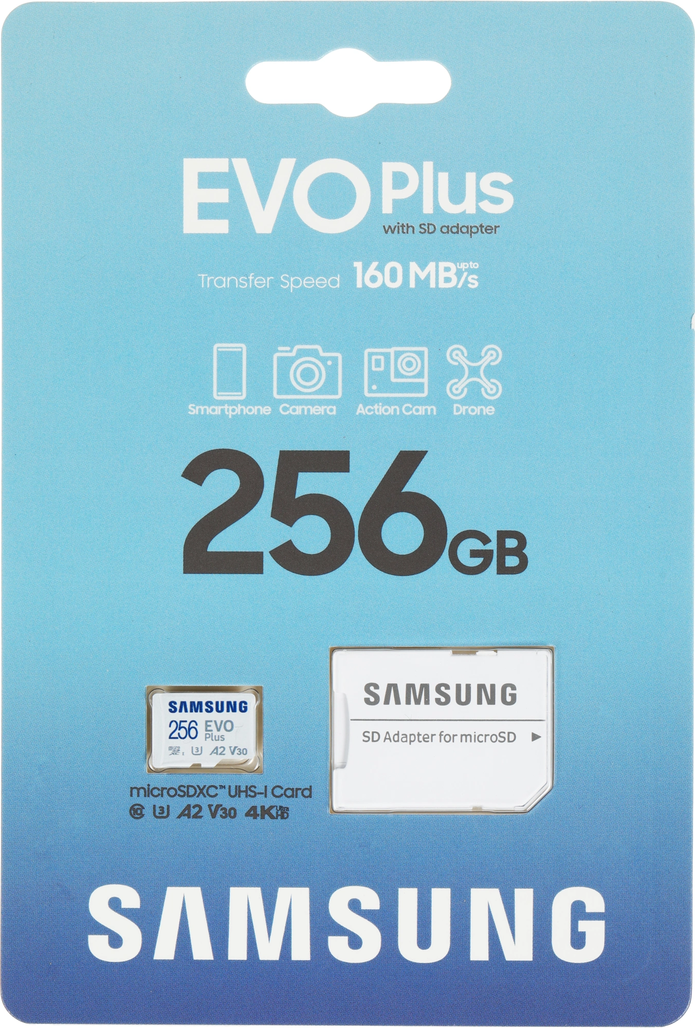 Флеш карта microSDXC 256GB Samsung MB-MC256SA EVO Plus + adapter — миниатюра 2