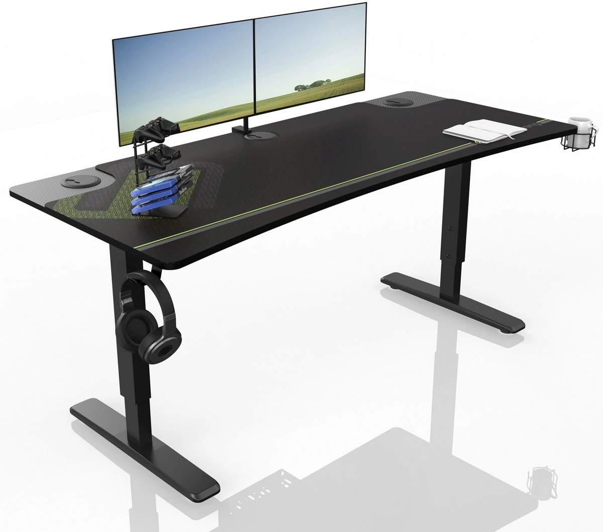 Стол для компьютера Eureka ERK-IM6301-BK механический столешница ЛДСП черный каркас черный — миниатюра 6