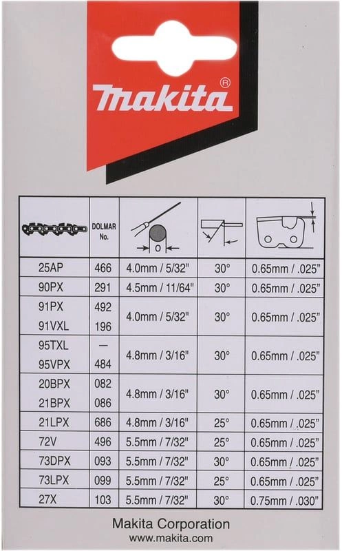 Цепь для цепных пил Makita 191H11-5 3/8" 52звен. — миниатюра 3