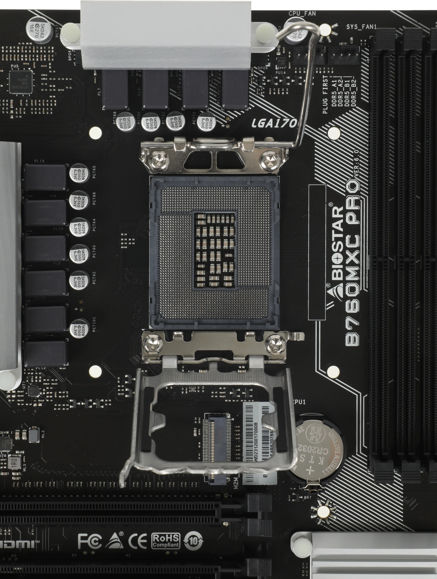 Материнская плата Biostar B760MXC Pro Soc-1700 Intel B760 4xDDR5 mATX AC`97 8ch(7.1) 2.5Gg RAID+VGA+DVI+HDMI — миниатюра 9