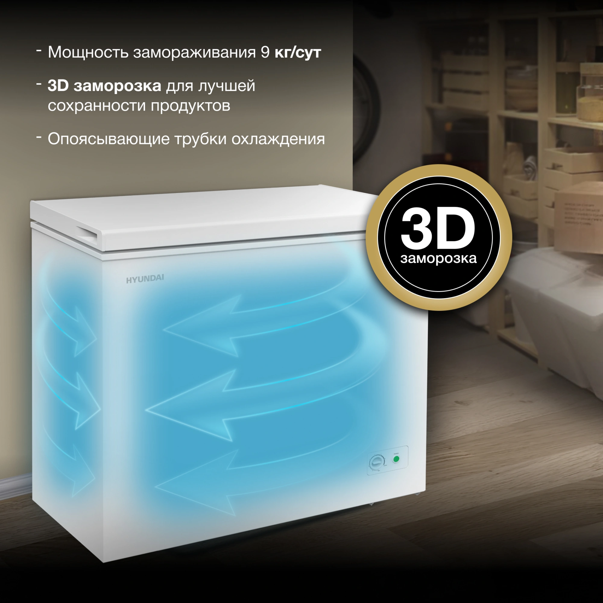Морозильный ларь Hyundai CH20031 белый 80Вт — миниатюра 3