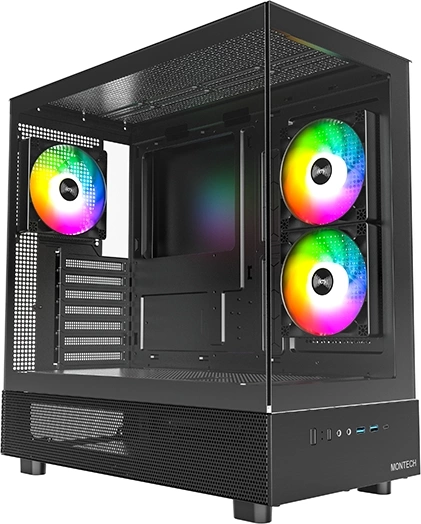 Корпус Montech XR черный без БП ATX 3x120mm 2xUSB3.0 audio bott PSU — фото 1