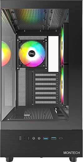Корпус Montech XR черный без БП ATX 3x120mm 2xUSB3.0 audio bott PSU — миниатюра 2