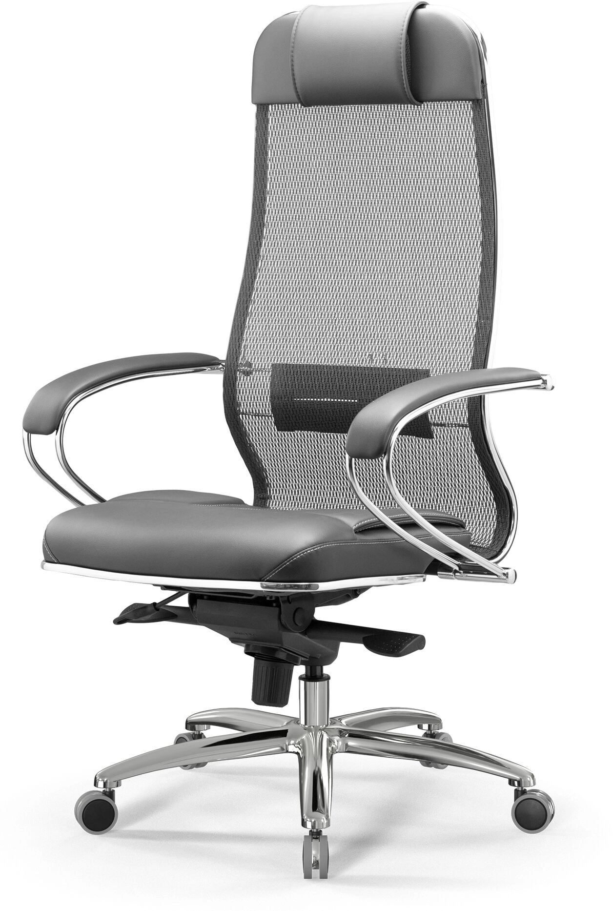 Кресло Метта SL-1.04 Infinity Easy Clean сет./экокожа с подголов. крестов. металл хром — миниатюра 4