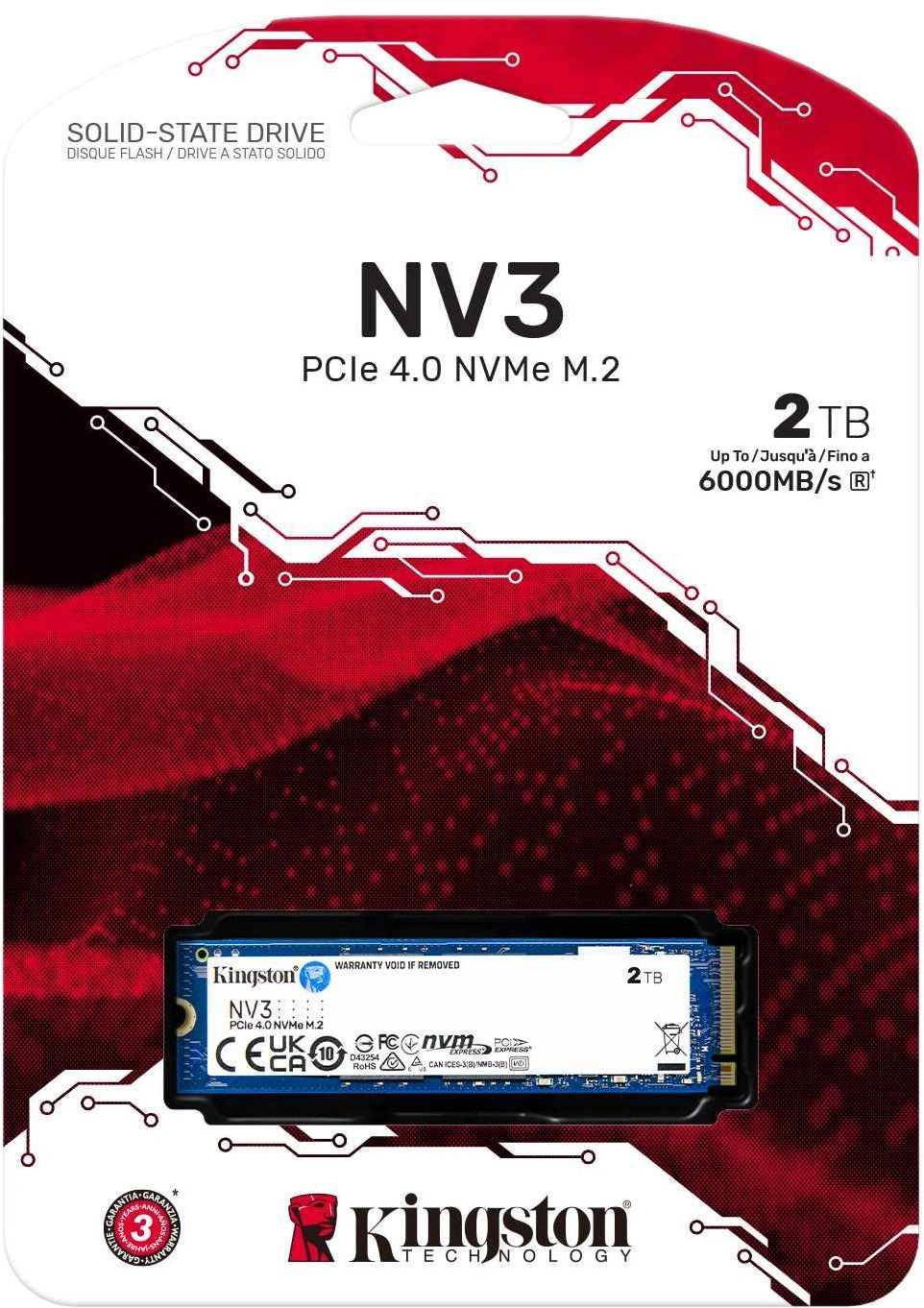 Накопитель SSD Kingston PCIe 4.0 x4 2TB SNV3S/2000G NV3 M.2 2280 — миниатюра 3