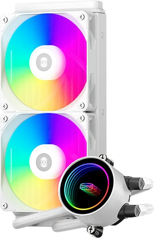 Система водяного охлаждения PcCooler DA240 WH ARGB Soc-AM5/AM4/1200/1700/1851 белый 4-pin 33.8dB Al 270W Ret (DA240-WHAWXX-GL) — фото 1
