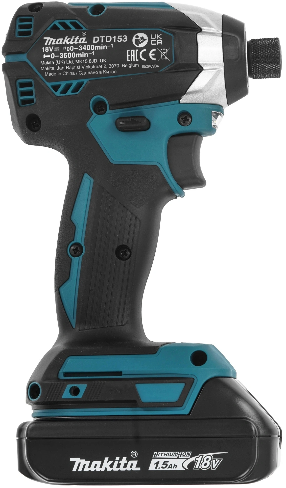 Шуруповерт Makita DTD153SY аккум. патрон:шестигр.1/4" (кейс в комплекте) — миниатюра 5