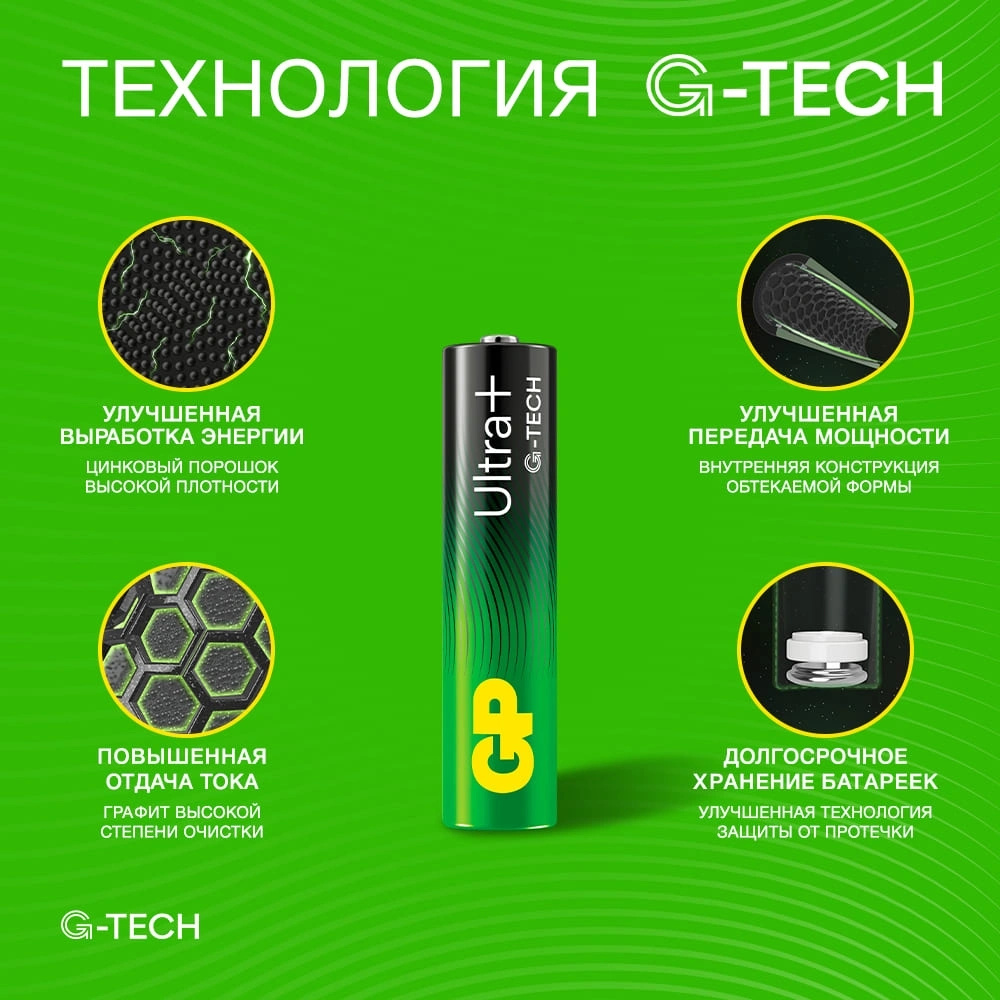 Батарея GP Ultra Plus Alkaline 24AUPA21-2CRB8 AAA (8шт) блистер — миниатюра 6