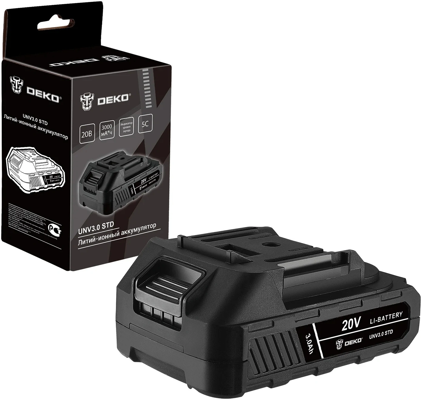 Батарея аккумуляторная Deko UNV3.0 STD 20В 3Ач Li-Ion (063-4493) — миниатюра 8