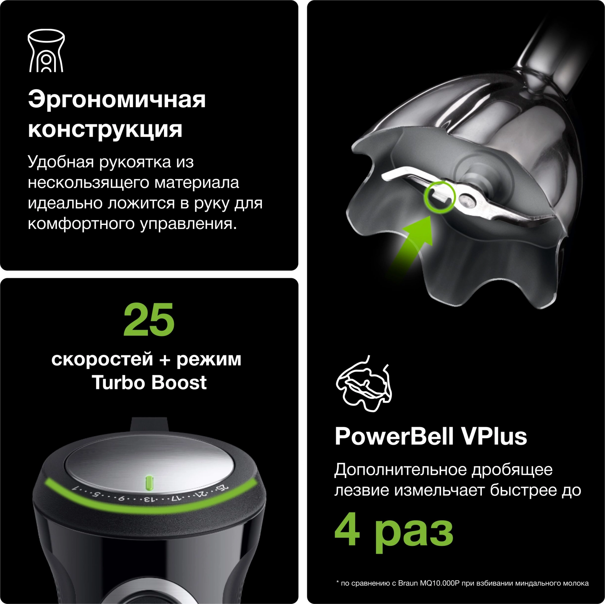 Блендер погружной Braun MQ55254MBK 1000Вт черный — миниатюра 3