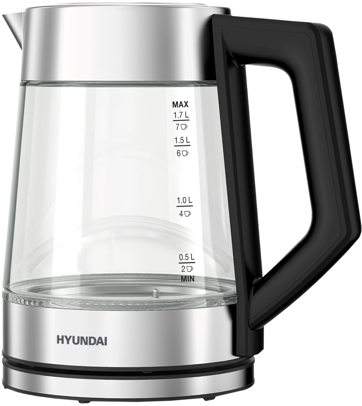 Чайник электрический Hyundai HYK-G4402 1.7л. 2200Вт черный/серебристый корпус: стекло — миниатюра 4