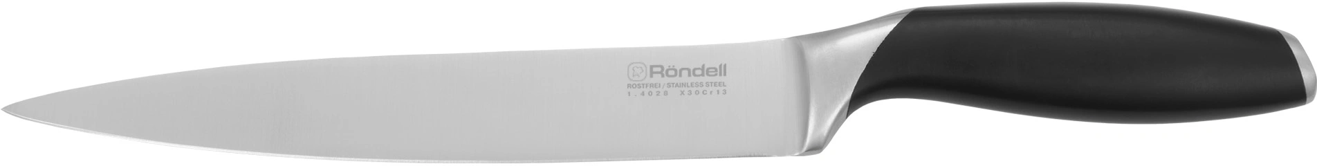 Нож кухонный Rondell Gasta RD-1865 стальной разделочный лезв.200мм прямая заточка черный блистер — миниатюра 2