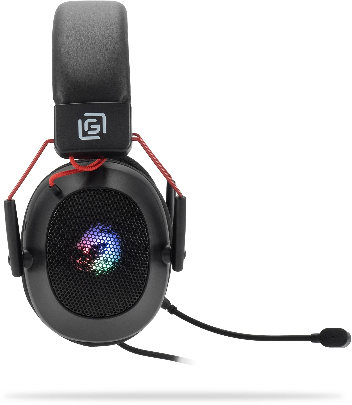 Наушники с микрофоном Оклик HS-L305G черный/красный 2м мониторные оголовье (2060511) — миниатюра 5