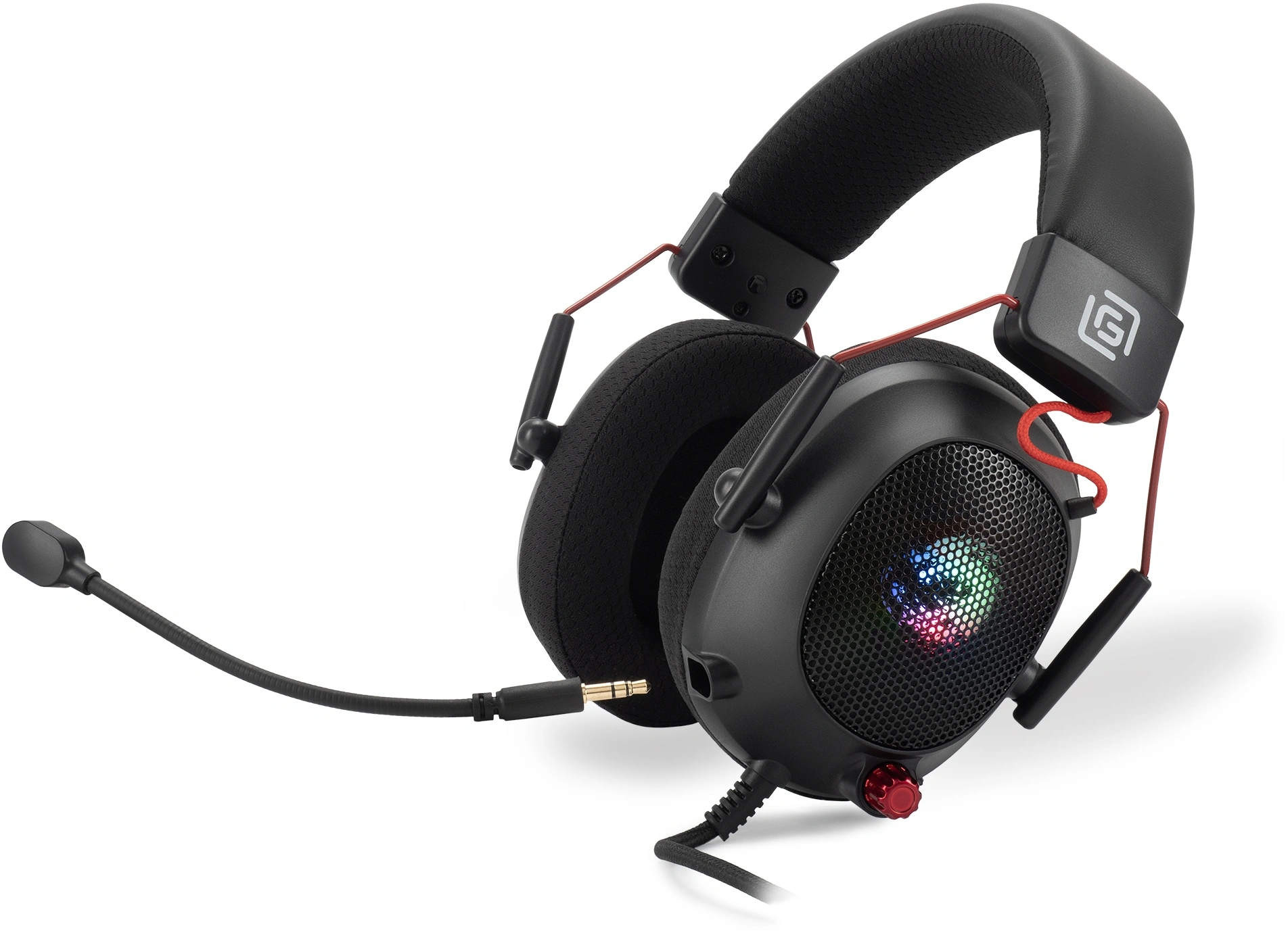 Наушники с микрофоном Оклик HS-L305G черный/красный 2м мониторные оголовье (2060511) — миниатюра 11