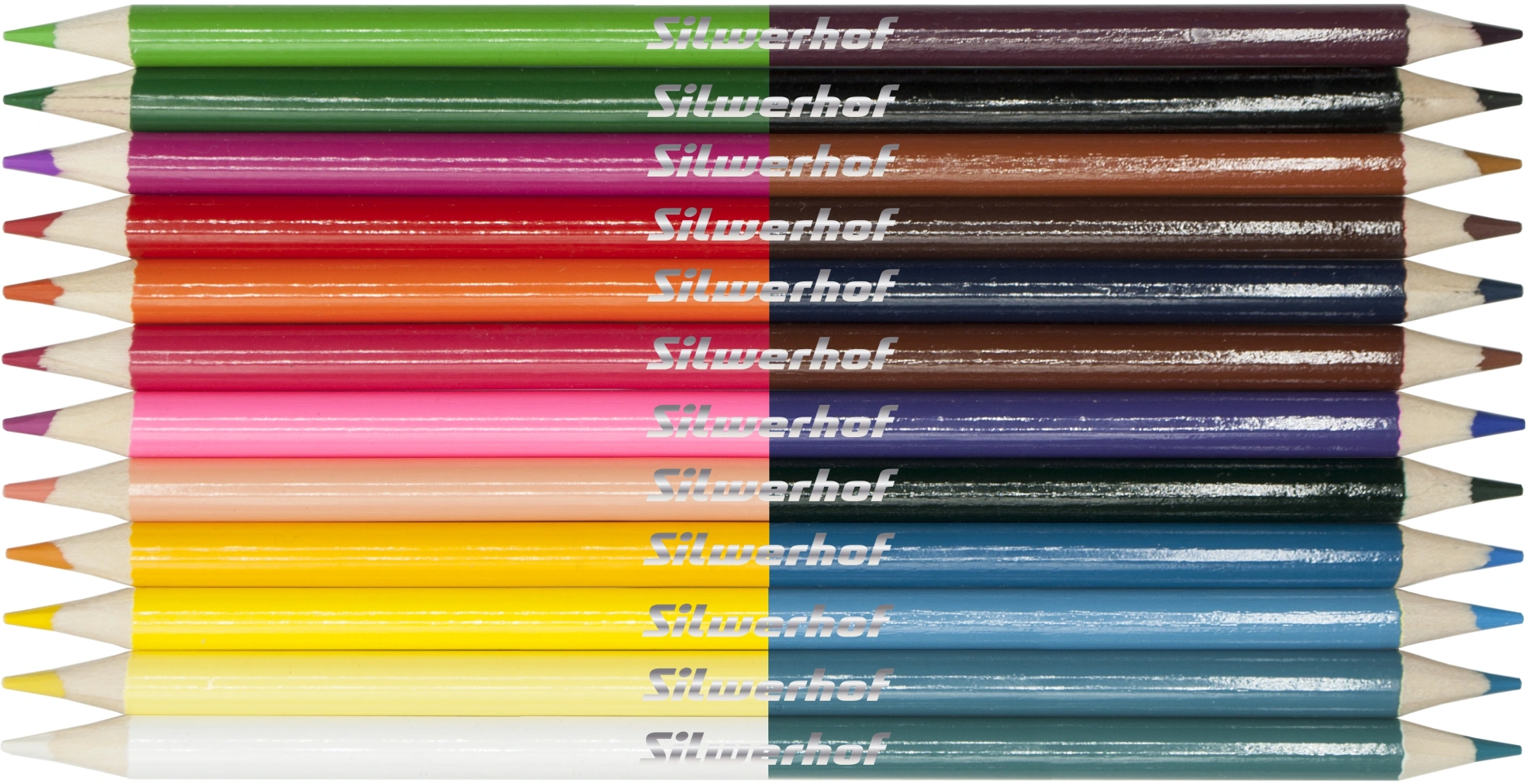 Карандаши цв. Silwerhof Color двухцвет. 2.8мм кругл. дерево ассорти 24цв. коробка/европод. (12шт) — миниатюра 5