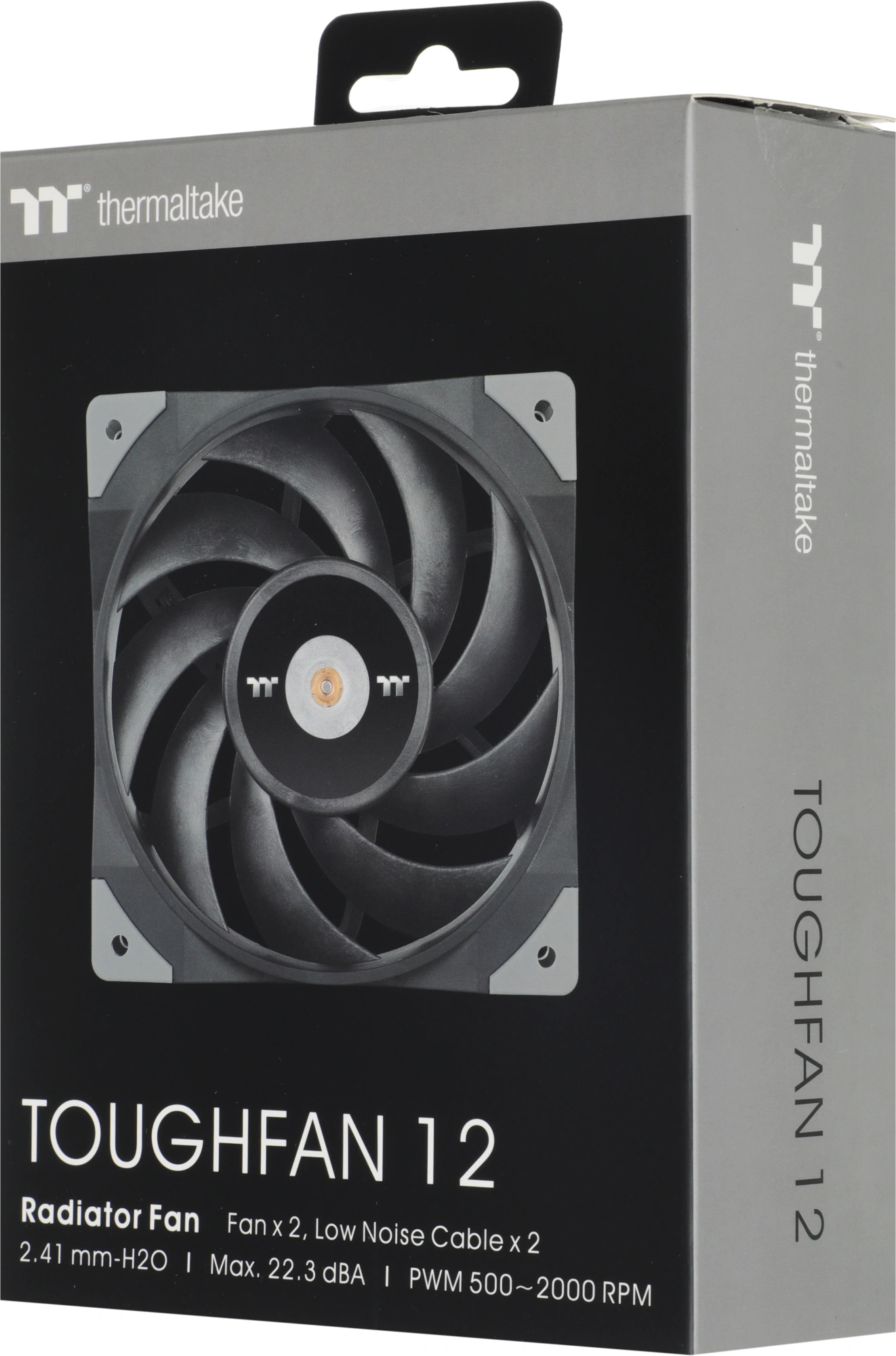 Вентилятор для корпуса Thermaltake Toughfan 12 120х120x25 черный 4-pin 22.3дБ (упак.:2шт) (CL-F082-PL12BL-A) Ret — фото 1