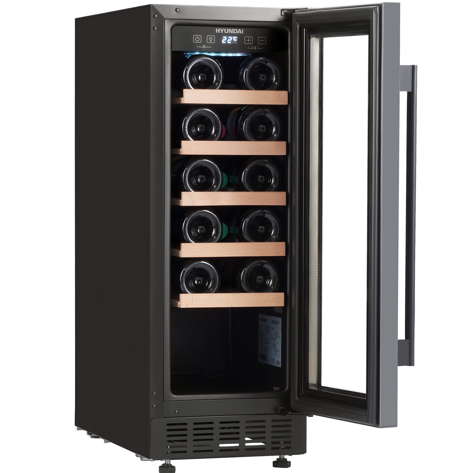 Винный шкаф Hyundai HBWC 0831 SU 1-нокамерн. черный — миниатюра 5
