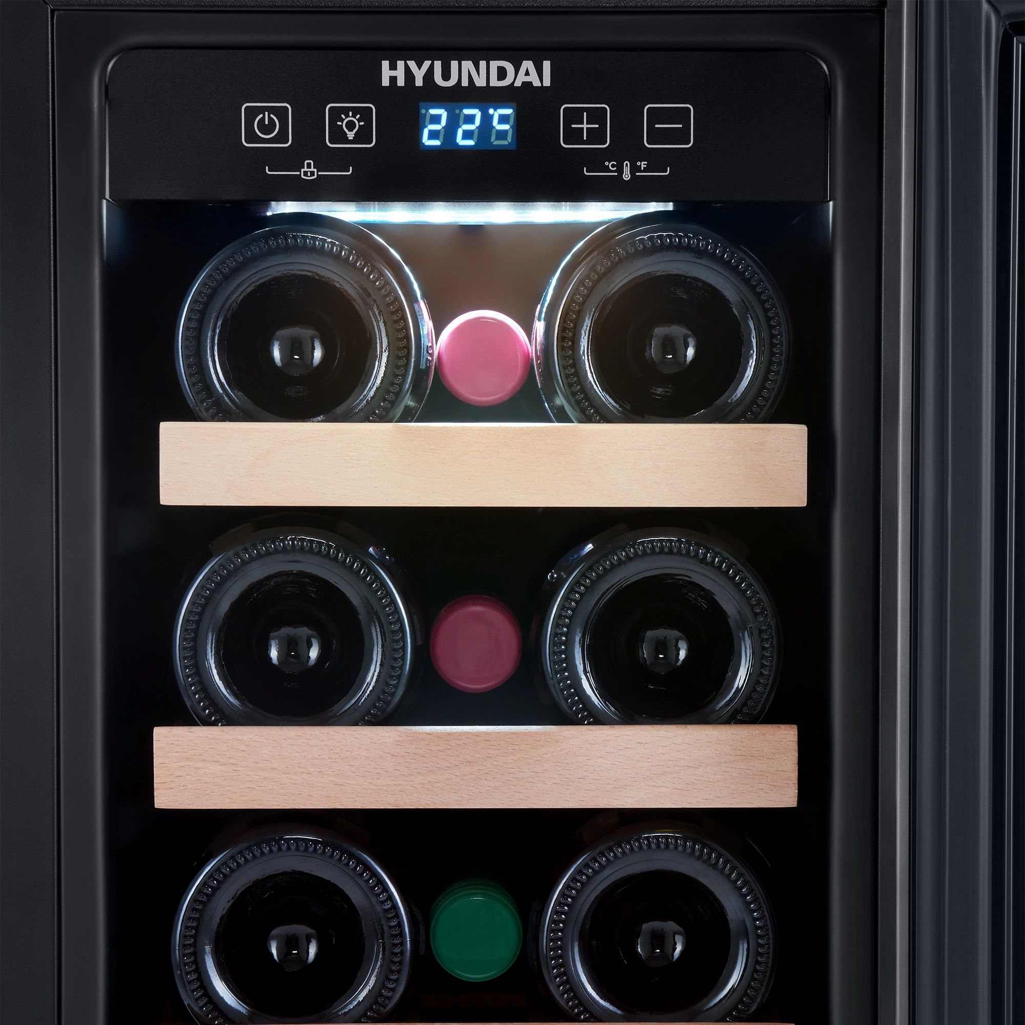 Винный шкаф Hyundai HBWC 0831 SU 1-нокамерн. черный — миниатюра 3