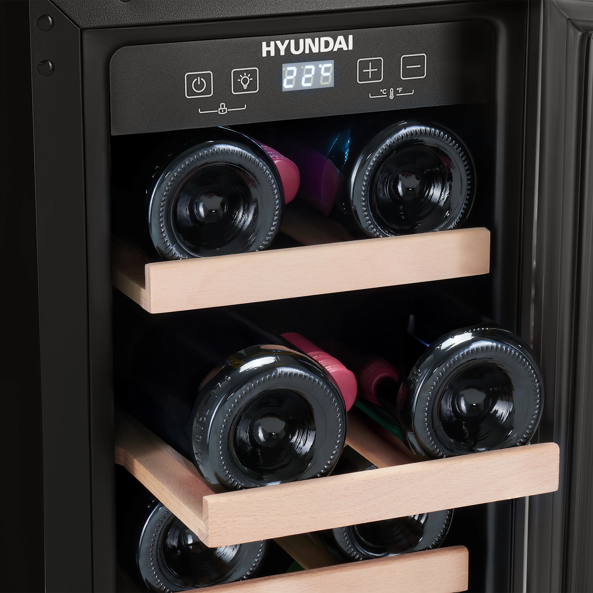 Винный шкаф Hyundai HBWC 0831 SU 1-нокамерн. черный — миниатюра 7