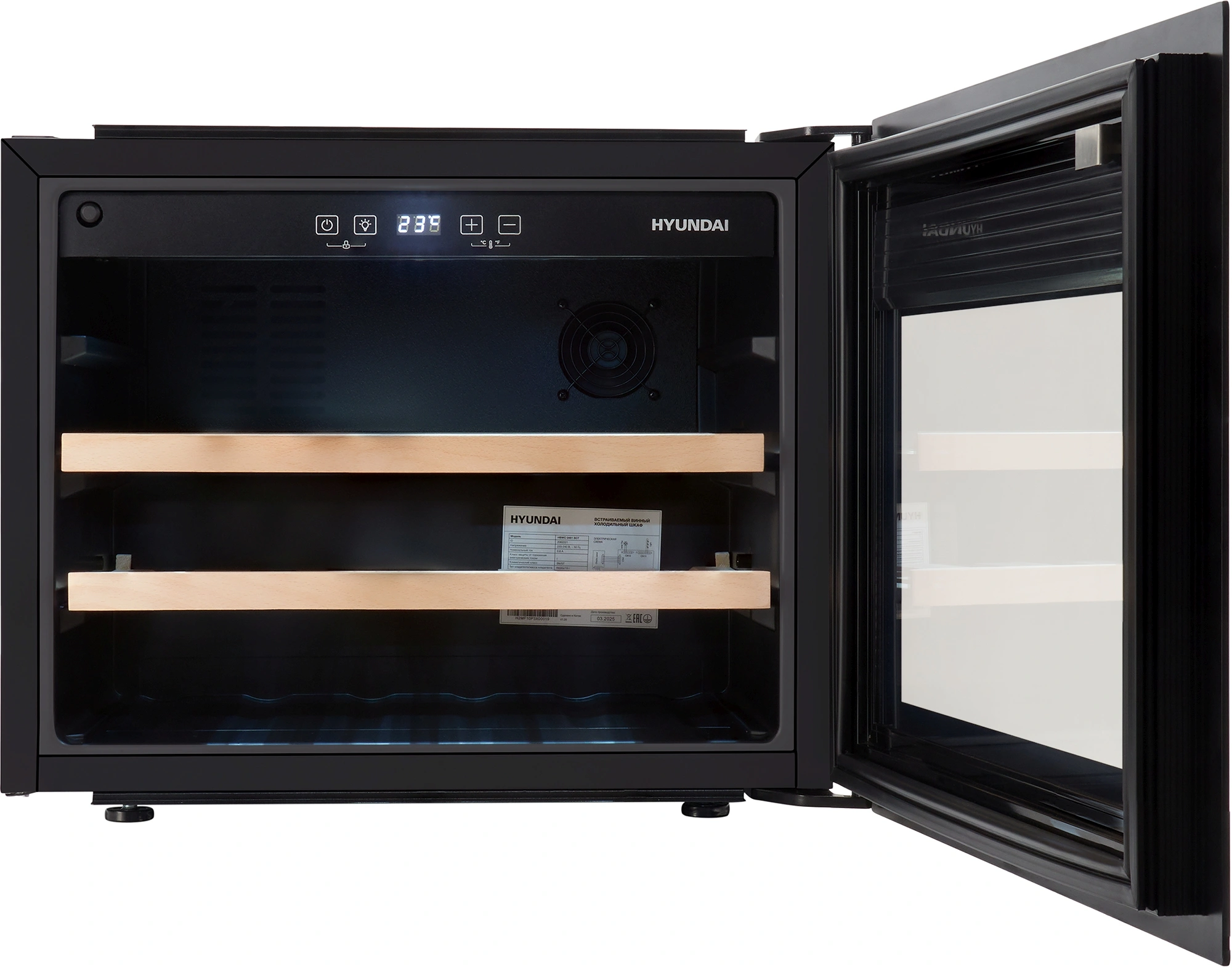 Винный шкаф Hyundai HBWC 0461 SCT 1-нокамерн. черный — миниатюра 2