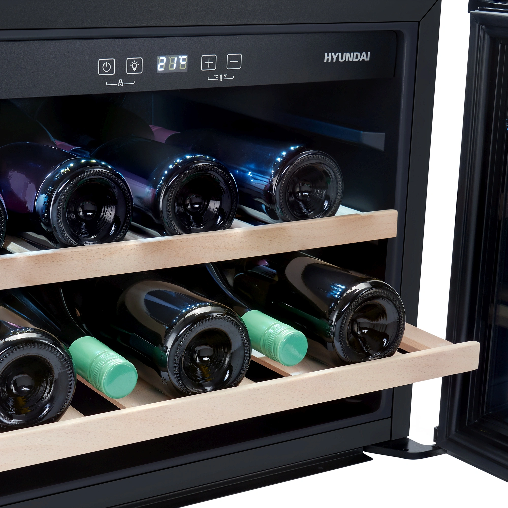 Винный шкаф Hyundai HBWC 0461 SCT 1-нокамерн. черный — миниатюра 3