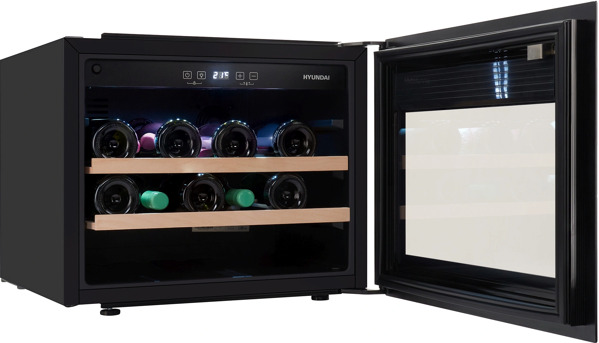 Винный шкаф Hyundai HBWC 0461 SCT 1-нокамерн. черный — миниатюра 6